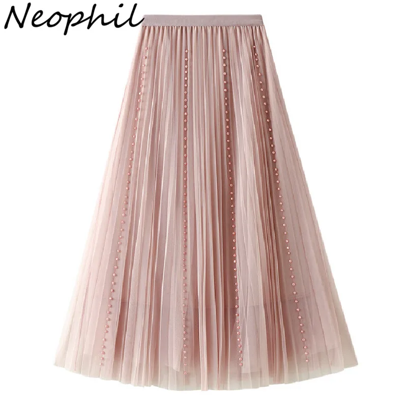 Юбка Neophil S2914 Женская длинная сетчатая эластичная модная юбка из тюля Вечерние