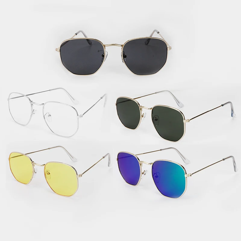 

5 Colors Anti Blue Light Retro Polygon Metal Eyewear Hiking Camping Sunglasses Eyeglasses for Men Women