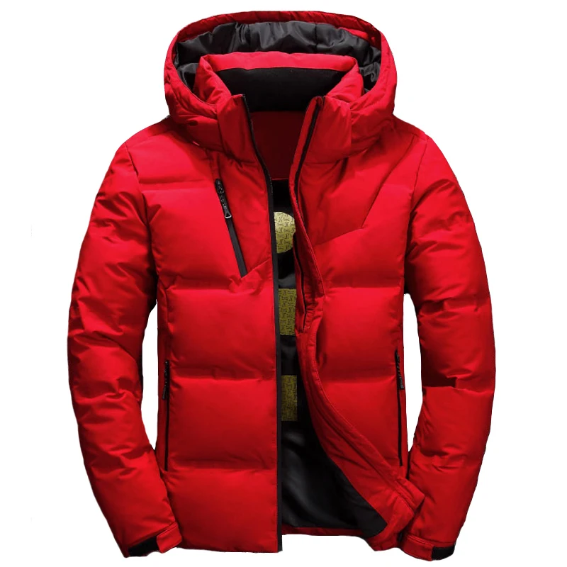 Мужская пуховая куртка Piumino Uomo Inverno Doudoune Мужская ветрозащитная верхняя одежда с капюшоном Повседневная белая пуховая куртка пальто - Цвет: Red