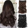 AOSI-extensiones de cabello sintético de 40cm, 50cm, 60cm, 80cm, 100cm, largo ondulado, 5 pinzas, resistente al calor, marrón y negro ► Foto 2/6