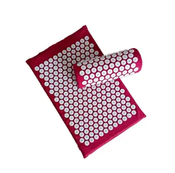 

Massager (appro67*42cm)Cushion Red Massage Mat Acupressure Relieve Back Body Pain Spike Acupuncture Massage Yoga Mat with Pillow