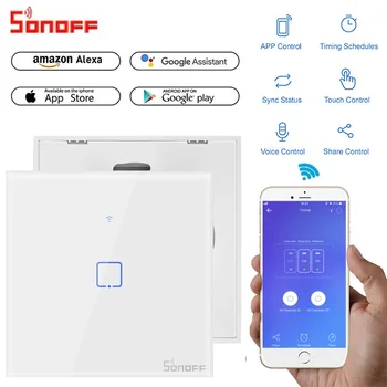 

Sonoff Smart Home Wall Touch Switch T1 EU US UK Smart Wifi Wall Light Switch Touch/WiFi/RF/APP Remote With Alexa Google Home