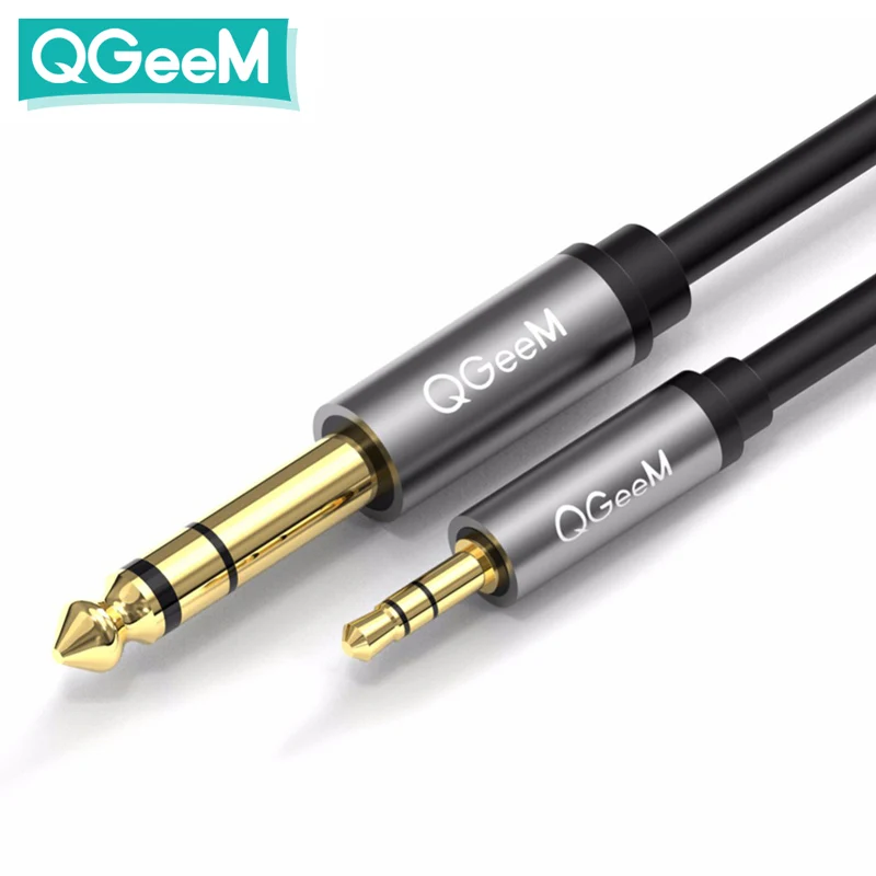 QGEEM 3 5 мм до 6 35 адаптер Aux кабель для микшера усилитель CD плеер Динамик Позолоченные Джек угловой штыревой