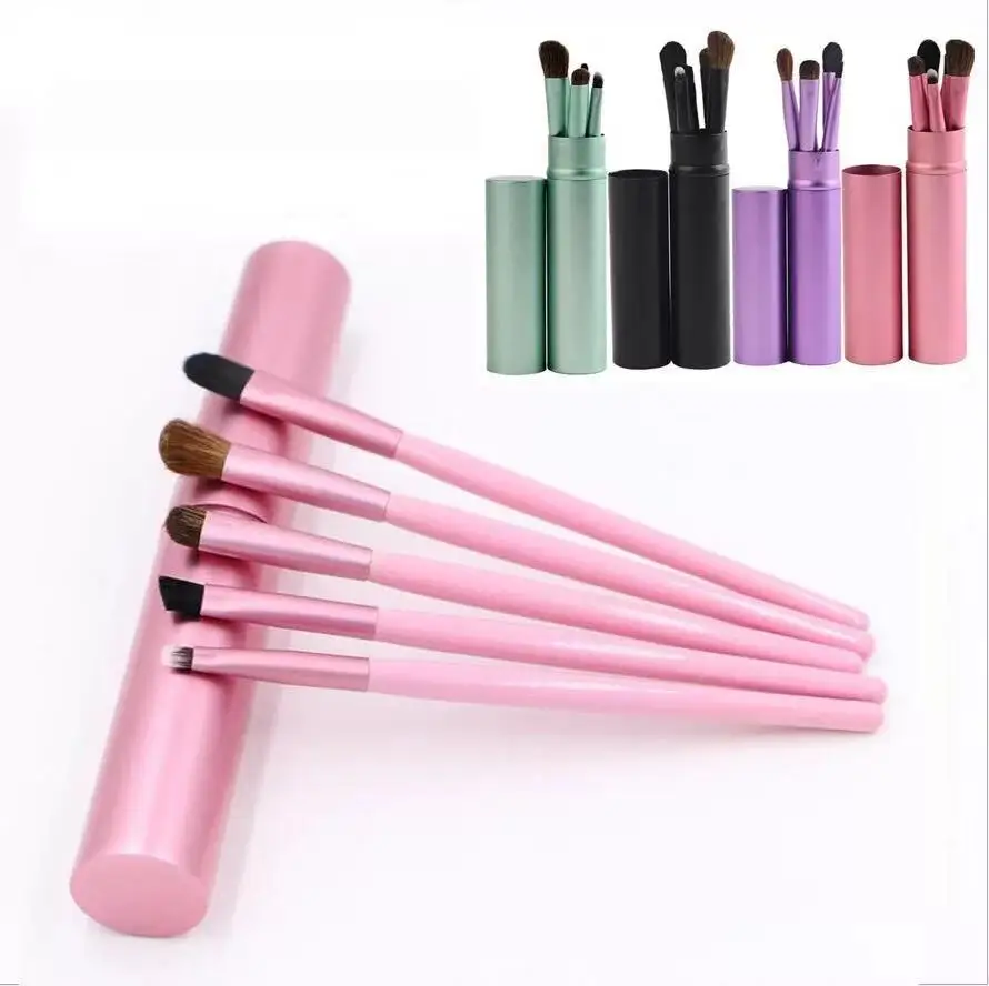 5Pieces 4 Colors Aluminum Tube Animal Hair Eye Makeup Brush Portable Set Beauty Smoky Eyeshadow Tool | Красота и здоровье