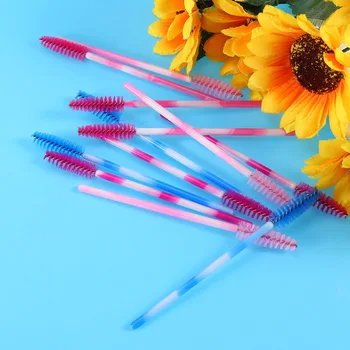 

400pcs Disposable Eyelash Brushes Two-Color Handle Colorful Nylon Eyelash Brushes for Store Home (Rose, Blue, Peach, Pink, Each