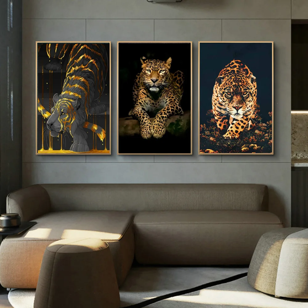 Картина на холсте с леопардовым принтом в виде животных Jaguar настенные