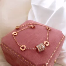 YUN RUO модный браслет из розового золота с цирконием и римскими цифрами, женский подарок, ювелирные изделия из титановой стали, не меняют цвет, Прямая поставка