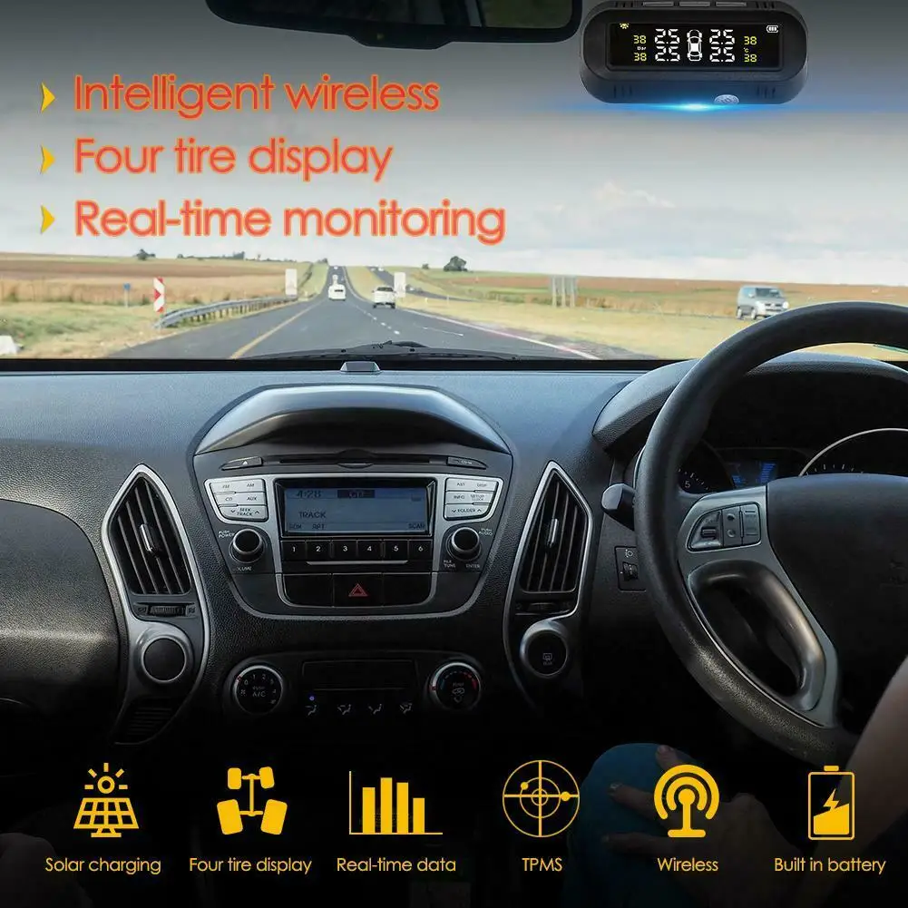 1 комплект солнечной беспроводной автомобильный TPMS система контроля давления в шинах lcd с датчиками