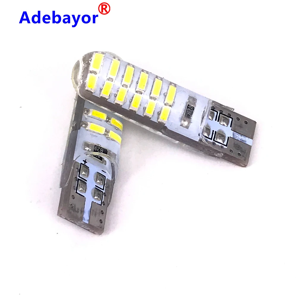 Белый 200 шт T10 W5W 3014 Светодиодный силиконовый чехол 24 SMD автомобиля чтение светильник 192 168 501 24SMD 24 светодиодный автоматический Клин лампочки стояночные огни 12В