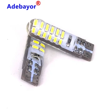 

100pcs T10 W5W Silicone Case 24 SMD 3014 LED Car Reading Light 192 168 501 24SMD 24 LED Auto Wedge Bulb Parking Lamps 12V