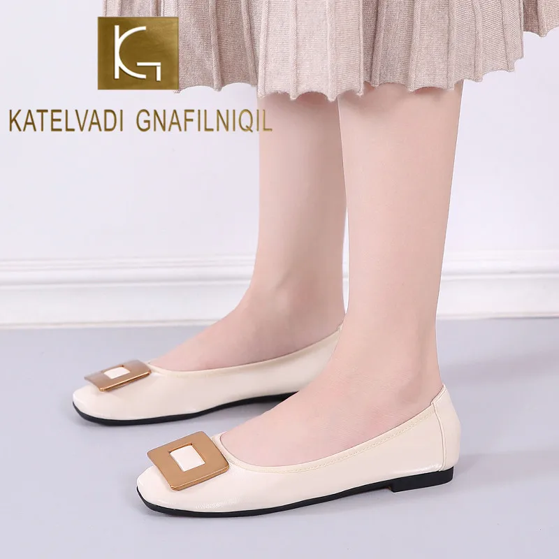 

KATELVADI Fashion Women's Flats For New Summer Slip-On Square Toe Casual Flat Shoes Basic ballet Shoes Woman JN0020