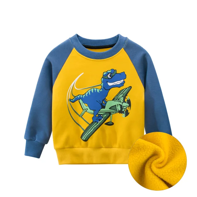 27kid Dinosaur Pattern Boys kids T-shirt For Kids Autumn Sweatershirt Blouse Tops Children's sweater hood Spring Clothing 3
