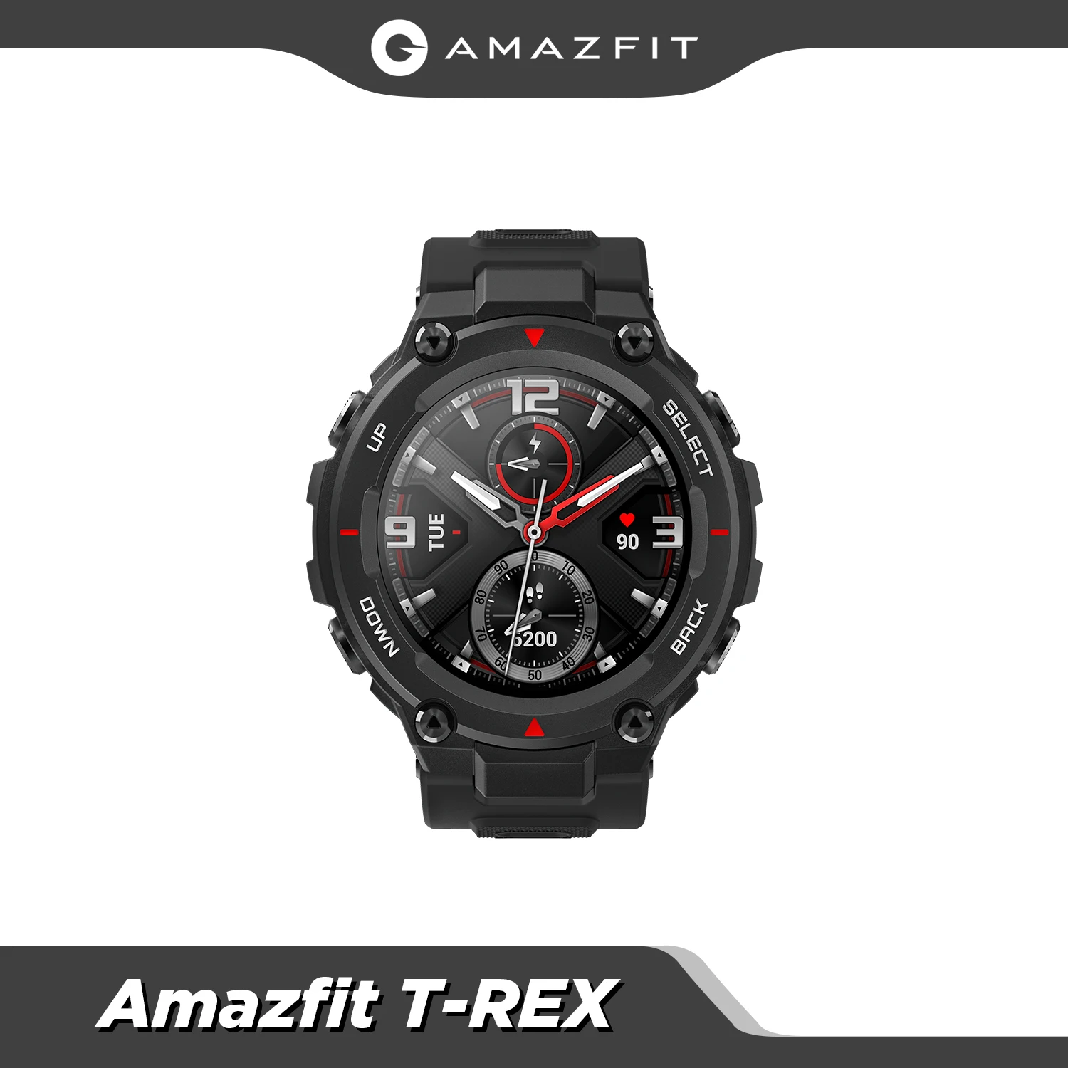 Photo Product In stock 2020 CES Amazfit T-rex T rex Smartwatch 5ATM waterproof Smart Watch GPS/GLONASS AMOLED Screen for iOS Android