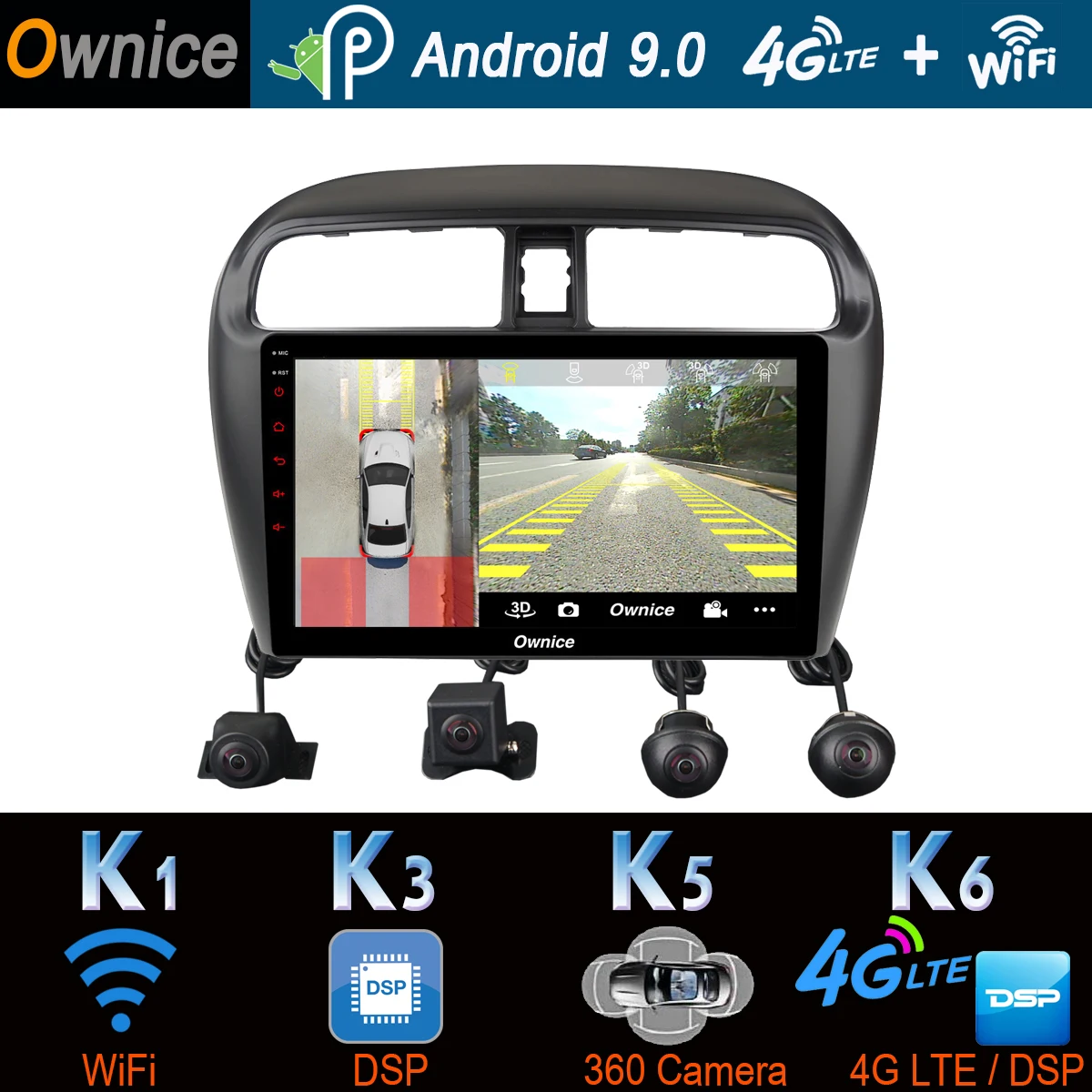 360 ° AHD DVR камера 4GSIM wifi Android 9,0 8Core 4+ 64G SPDIF DSP CarPlay gps радио для Mitsubishi Mirage Attrage GT G46 2012