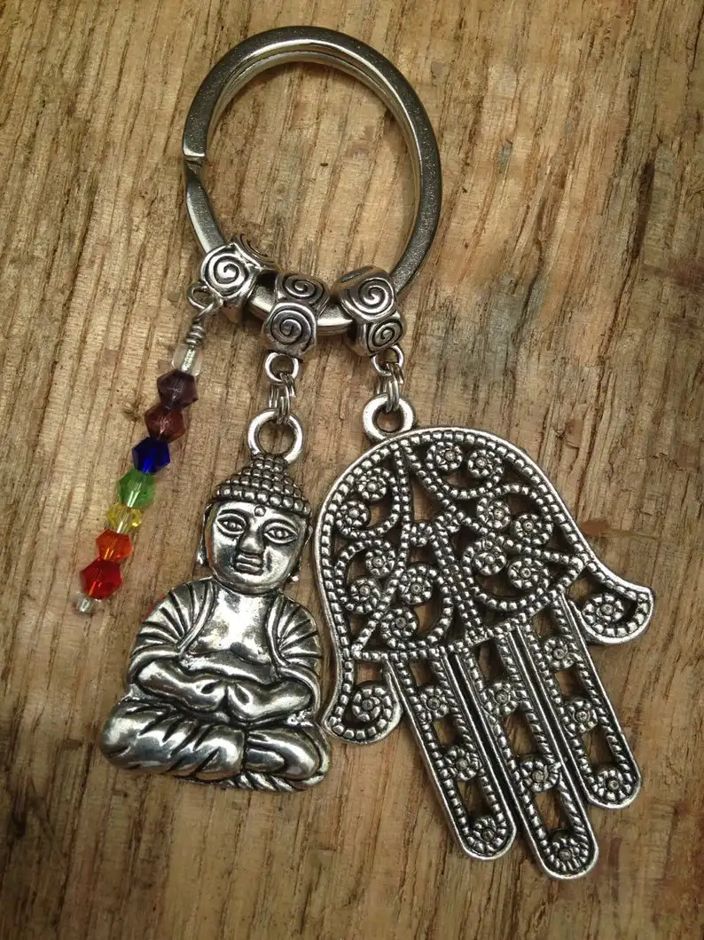 Meditating Buddha Keychain | Backpack Charm | Yoga Gift | Buddha Keychain | Om Key Chain | Chakra | Spiritual - Image 3