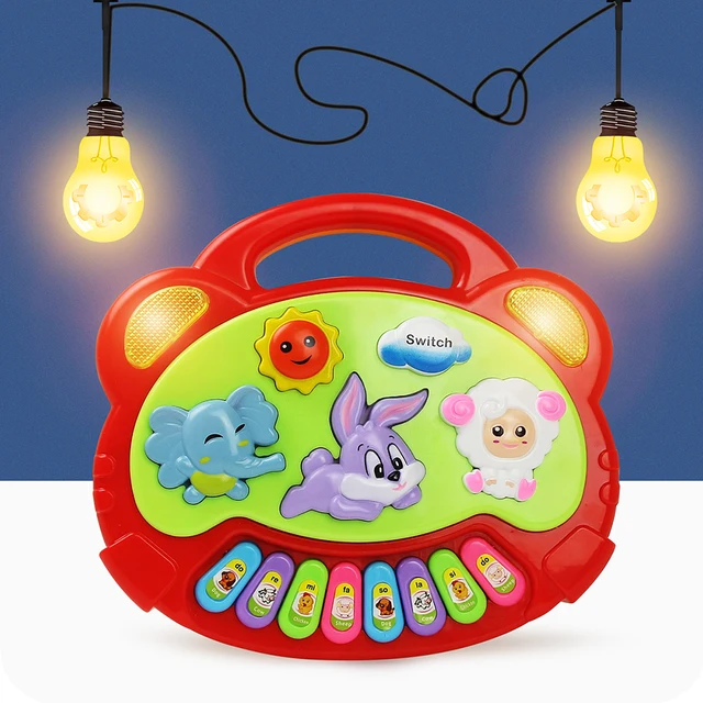 Baby Farm Animal Sound Piano Toy Playing Instruments Flashing Light Electric Keyboard Game Early Educational Toys Gift for Kids 6
