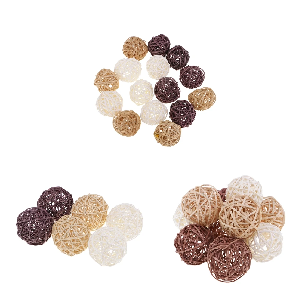 31 Pieces 3cm 5cm 7cm Wicker Rattan Balls Table Ornaments Decoration Crafts