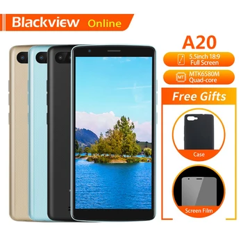 

Blackview Original A20 Mobile Phone 5.5" 1GB+8GB MTK6580M Quad-Core Android GO 18:9 Full Screen Dual SIM Fashion Slim Smartphone