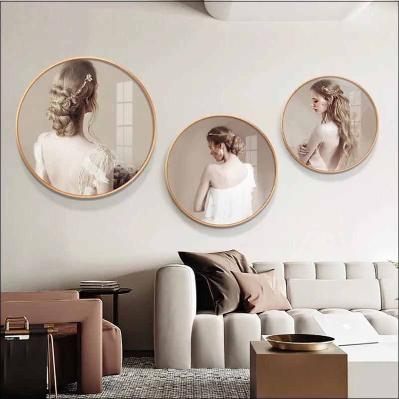 

Modern Canvas Painting Art Poster Figure Painting Geometric Mural Circular Beauty Hair Salon Decorative Printing Waterproof