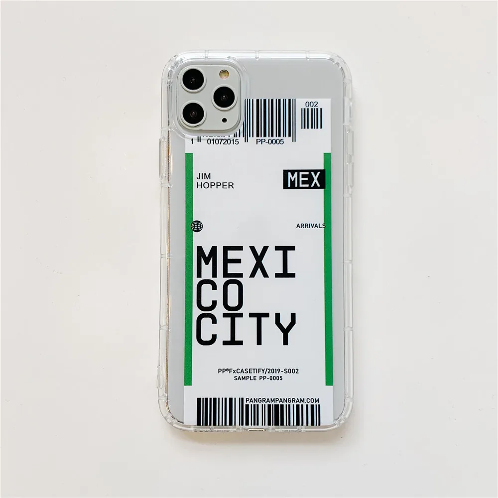 Lovebay дорожный ярлык страна чехол для телефона для iPhone 11 Pro Max 7 8 Plus X XR XS Max воздушный билет Письмо Мягкий ТПУ Прозрачный задний Чехол - Цвет: Mexico City