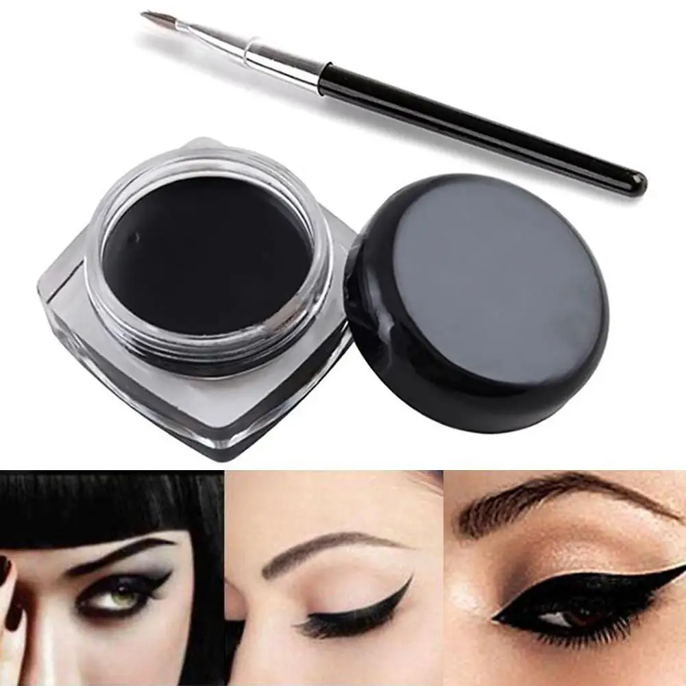 Waterproof Eye Liner Eyeliner Shadow Gel Makeup Cosmetic + Black Brush Waterproof Eye Liner Eyeliner Shadow Gel Makeup Cosmetic + Black Brush