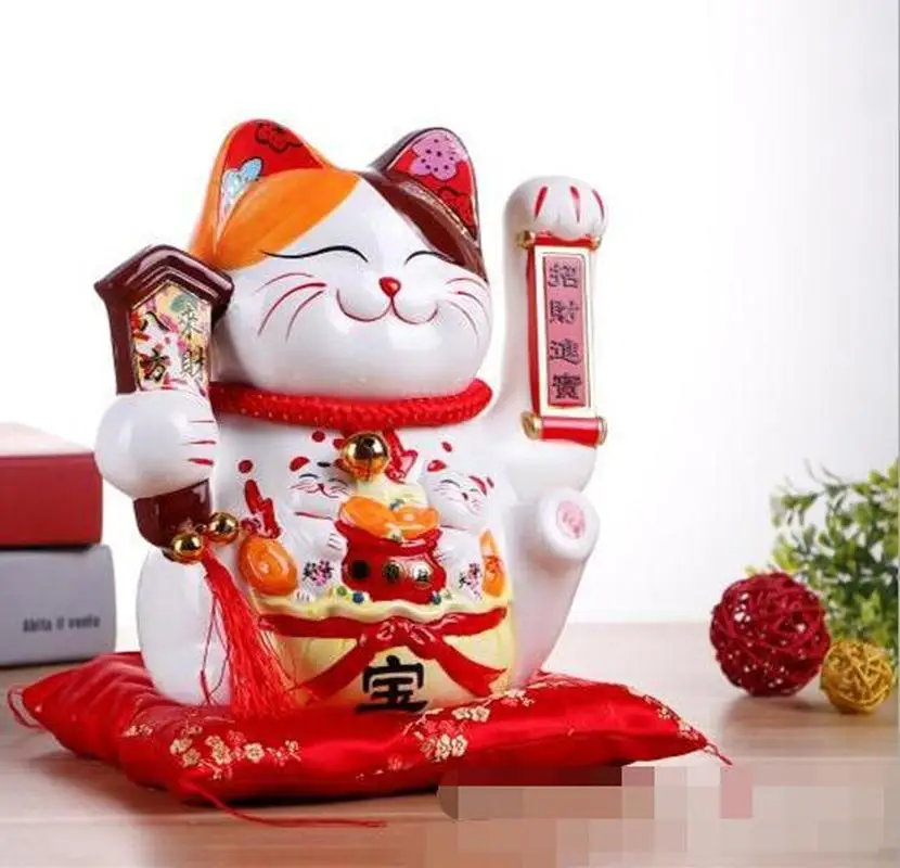 10 дюймовая ручная машущая рука счастливая кошка кот удачи подарок Манеки дешево