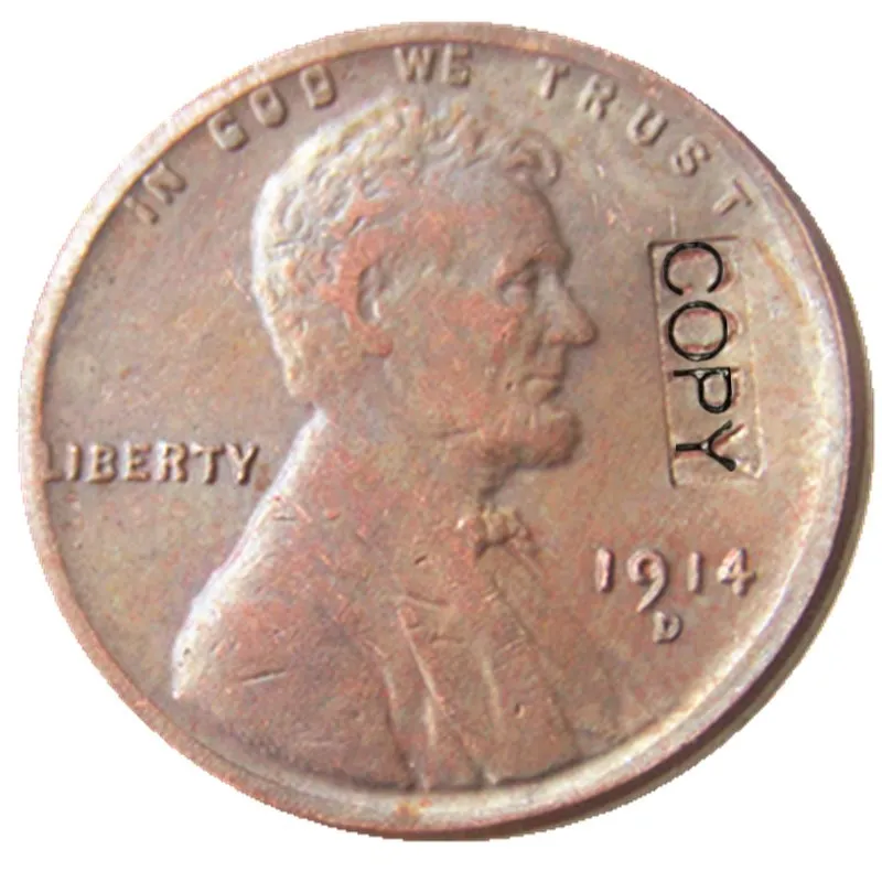 США один цент 1914 P/D/S копия монет - Цвет: 1914D