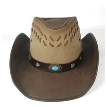 Кожаная мужская и женская западная ковбойская шляпа широкая шляпа Открытый Sombrero Hombre джаз шляпа