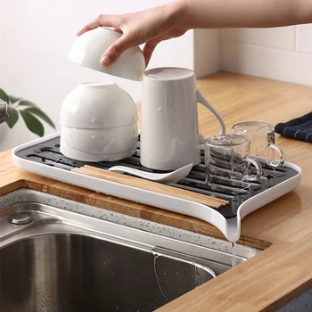

Storage Tray Plastic Double Drain Tray Sink Sink Sink Drying Rack Multi-function Fruit Tableware Drain Home Kitchen Supplies