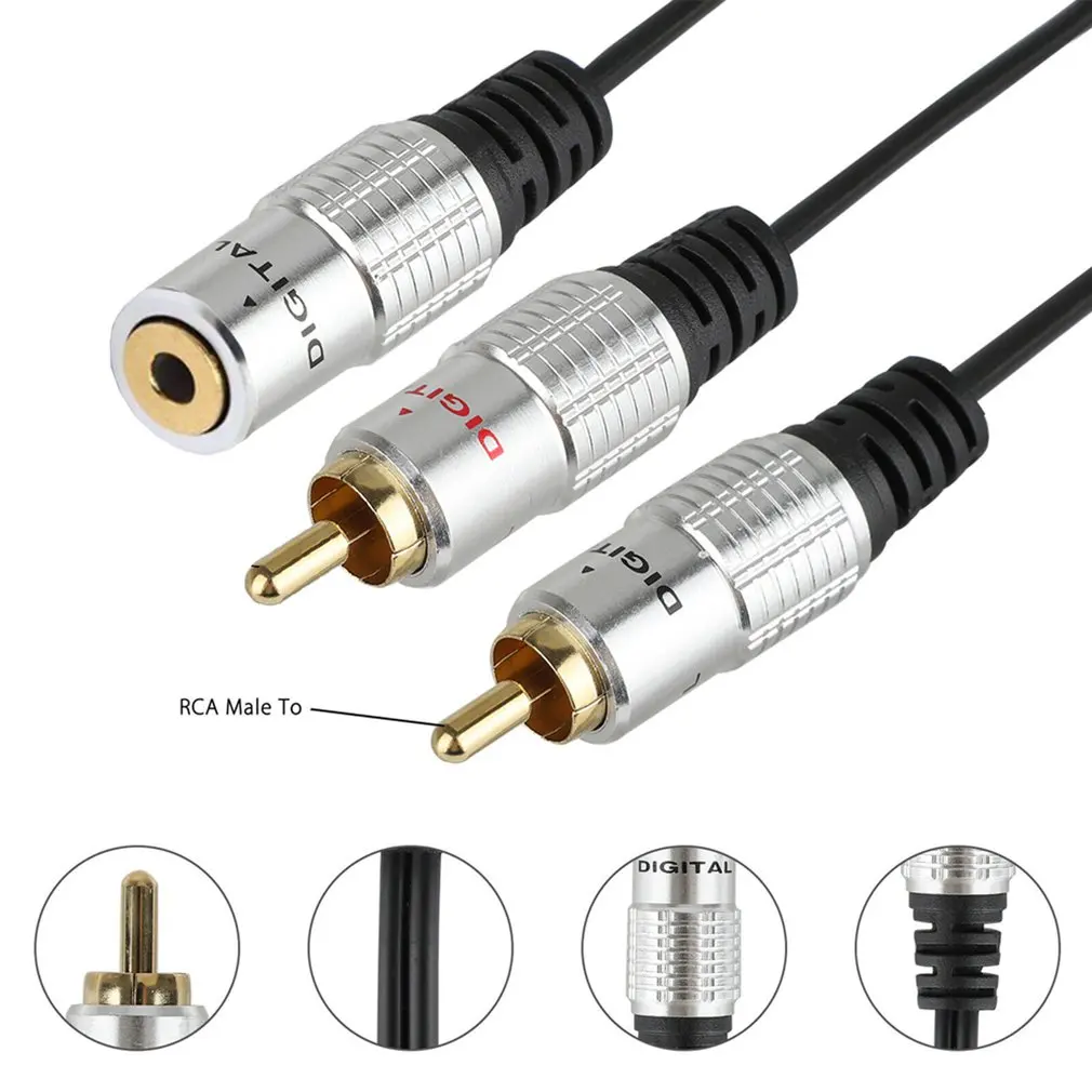 2RCA революции 3 5 мм Женский y разветвитель адаптер кабель 0 25 M Aux Phono Jack ведущий