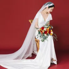 Исси Соборная длинная винтажная Джульетта Кепка вуаль Женская белая слоновая кость свадебная вуаль для невесты вуаль Mariage velo de novia Longue