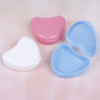 

Dental Orthodontic Retainer Box Case For Denture Teeth Mouth Guard Storage Heart Shape False Teeth Box Storage Case