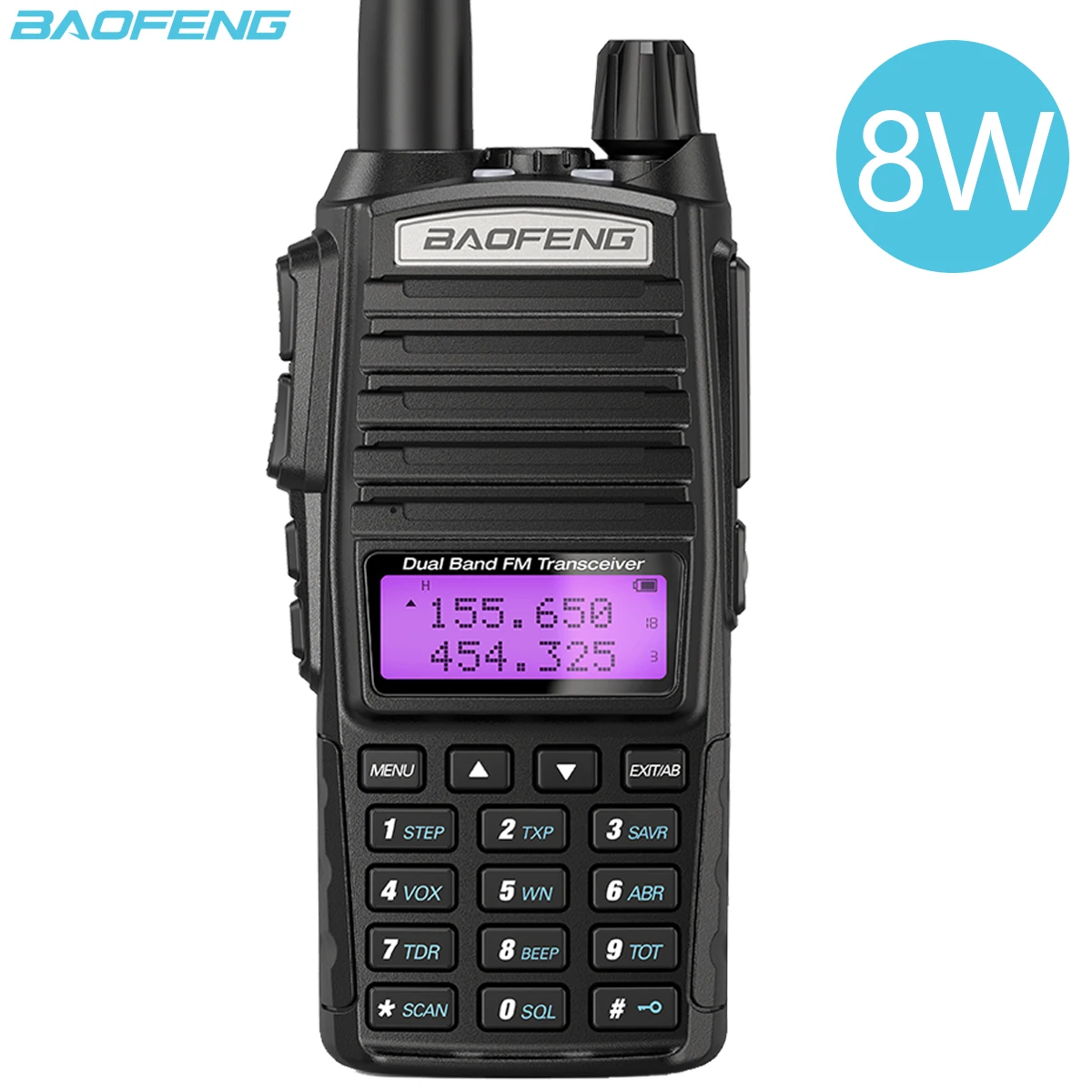 Baofeng-Walkie Talkie UV-82 Plus de 8/4/1W 2-PTT de doble banda, transceptor de caza, UV-9R de Radio bidireccional opcional de 8W/5W UV-5R