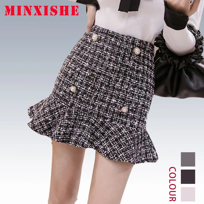 

skirts faldas womens Autumn winter ete 2019 sexy plaid tartan holographic ruffle mini micro plus size black mermaid saias skirts