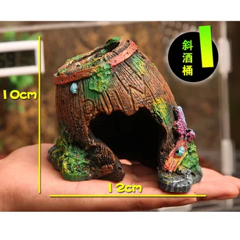 

Artificial Barrel Hideouts Resin Ornament Cave Landscaping Decoration for spiders scorpions geckos corn snake hermit crabs