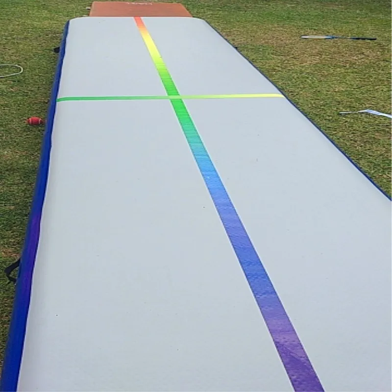 HIBADOU Inflatable Gymnastics Tumbling Mat, 10x1x0.2m Training Mats, 8 inches Thickness, Gymnastics Tracks with Pump