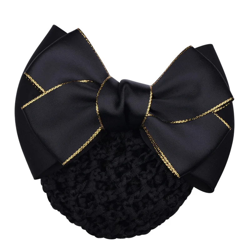 Popular Bow Barrette Hair Clip Net Cover Bowknot Bun Snood Hairpin Hairgrips Ornaments Accessories For Woman Girl |