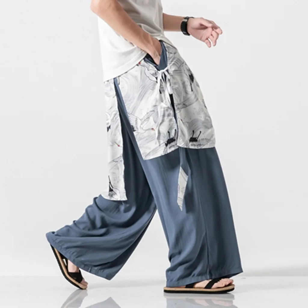 pants men streetwear Style Cotton And Linen Comfortable Trousers Retro sweatpants pantalones hombre