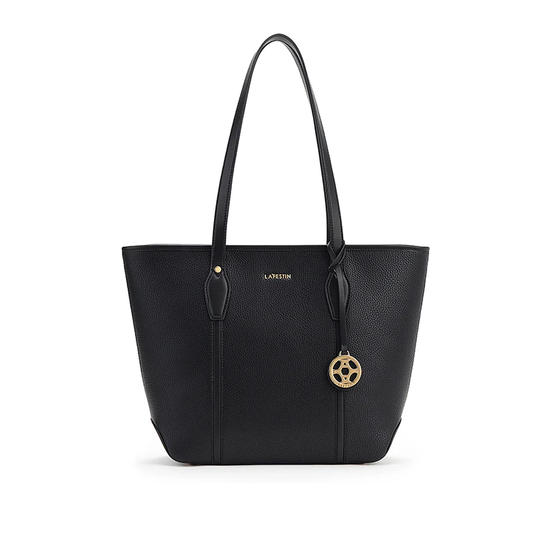 LAFESTIN новая женская сумка через плечо модная Большая вместительная сумка-мешок сумка через плечо одноцветная кожаная сумка-тоут - Цвет: Черный
