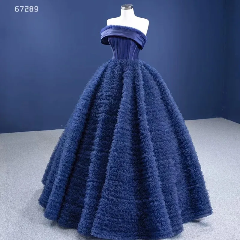 

RSM Collection Blue Halter Sexy Boho Wedding Dresses 2021 Puffy Sleeveless Tiered Lace Up High-end Bridal Ball Gowns