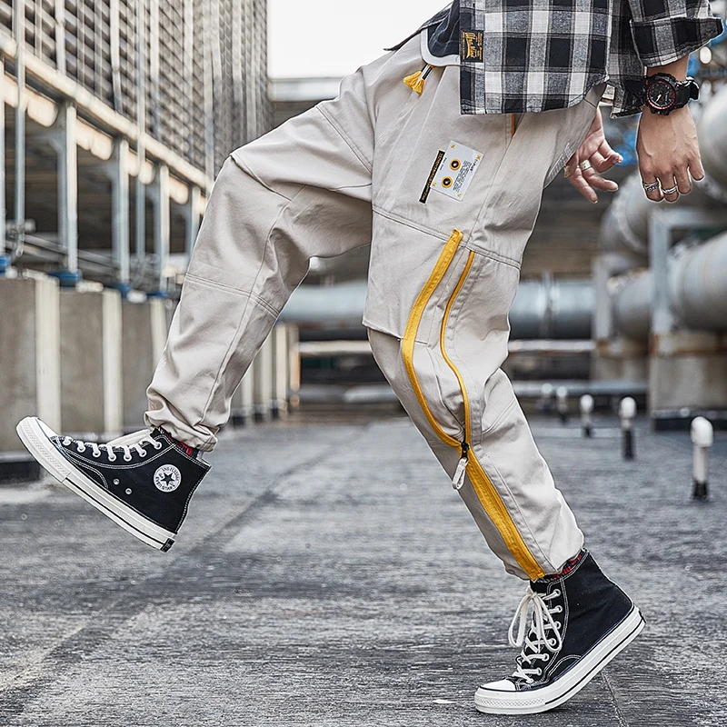

2020 Streetwear Harem Pants Men Elastic Waist Punk Pants With Ribbons Casual Jogger Pants Men Hip Hop Trousers