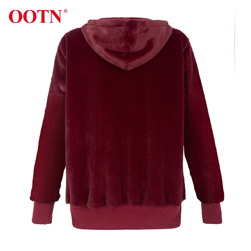 OOTN винтажное искусственное меховое Женское пальто с капюшоном, плюс размер, Женская куртка, пальто, Осень-зима, плюшевая женская теплая верхняя одежда, пальто