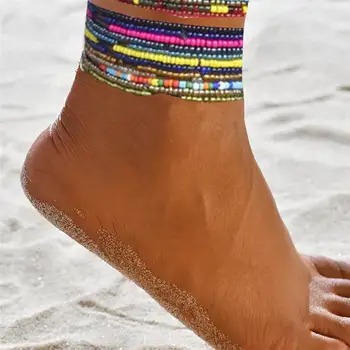 

2020 Fashion Beach Anklet Beaded Handmade Beaded Anklet For Women Adjustable Colorful Anklet Bracelet On The Leg Foot Jewelry