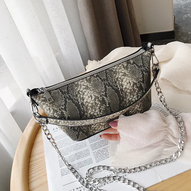 

2019 New Style WOMEN'S Bag Europe And America Style Pillow Bag Fashion Versatile Handbag Snakeskin Cool Crossbody Bag