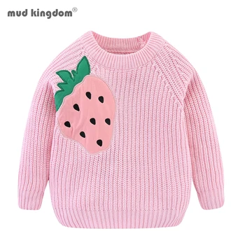 

Mudkingdom Toddler Girls Sweaters Strawberry Pattern Patch Pullover Knit Tops Girls Sweater Casual