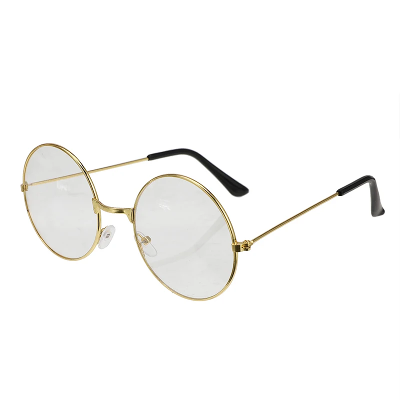 Классические винтажные Круглые Солнцезащитные очки с металлической оправой, солнцезащитные очки без градусов, прозрачные линзы, модные плоские очки