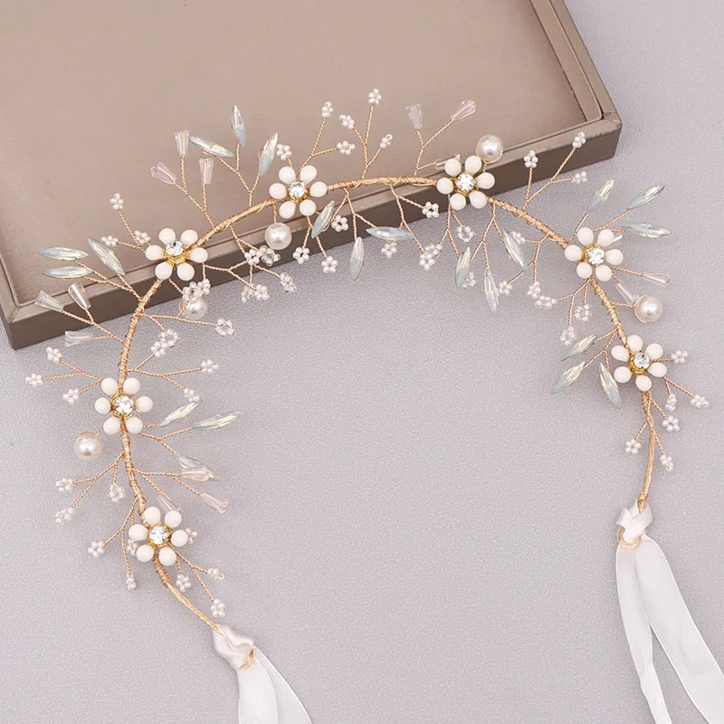 Wedding Headdress Accessories Crystal Leaves Hair Band Headwine Flower Girl Wedding Headwear Crowns