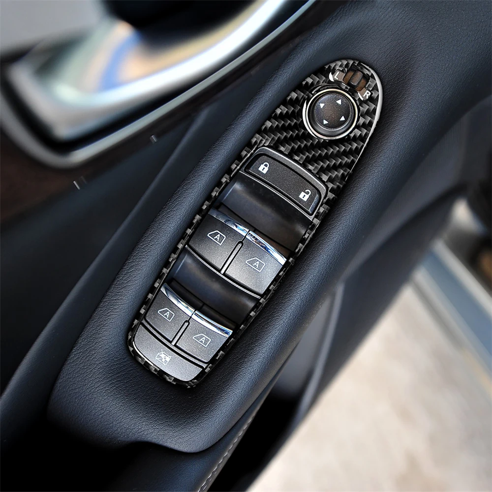 

Carbon Fiber Interior Decoration Door Handel Armrest Window Lift Cover Trim Frame for Infiniti Q50 2014+ Car Decals Accessories