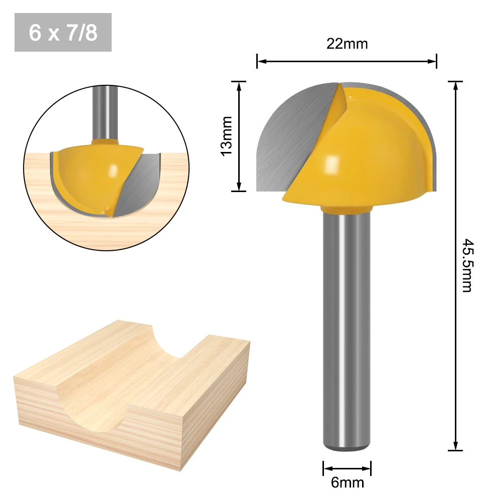 6mm Schaft 6,8,12,16,18,20,22mm CNC Werkzeuge Vhm Rund Nase Bits Runde Nase Cove Core Box Router Bit Shaker Cutter Werkzeuge – Detail 13