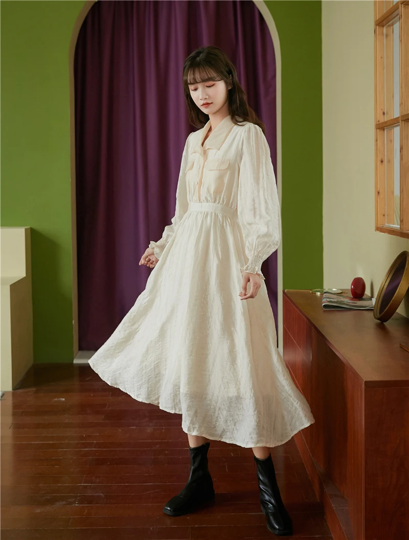 Ultra gentle autumn wind dress new rice white fairy dress small French platycodon grandiflorum tenderness